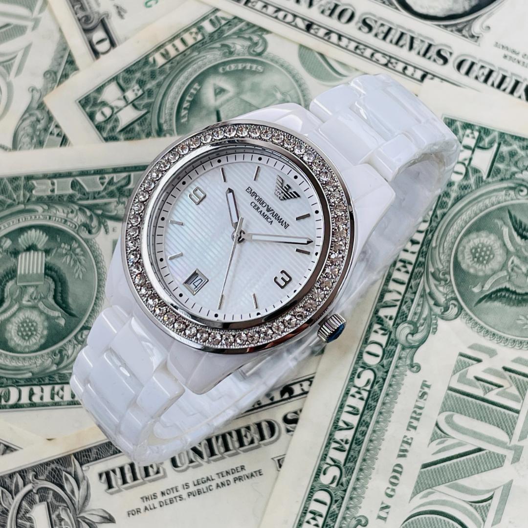  Shop Authentic Emporio Armani Ceramica White Mother of Pearl Dial Stainless Steel Strap Watch For Women - AR1426 - Luxxuri