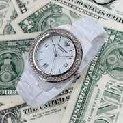  Shop Authentic Emporio Armani Ceramica White Mother of Pearl Dial Stainless Steel Strap Watch For Women - AR1426 - Luxxuri