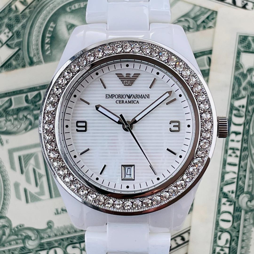  Shop Authentic Emporio Armani Ceramica White Mother of Pearl Dial Stainless Steel Strap Watch For Women - AR1426 - Luxxuri