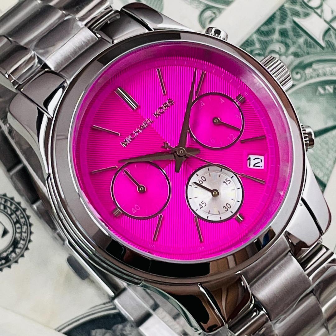  Shop Authentic Michael Kors Runway Chronograph Pink Dial Silver Steel Strap Watch for Women - MK6160 - Luxxuri