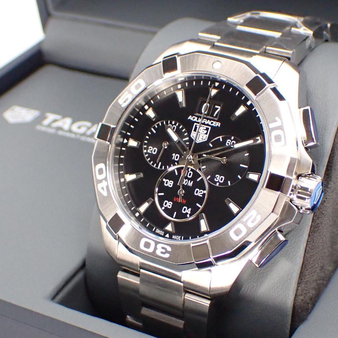  Shop Authentic Tag Heuer Aquaracer Chronograph Black Dial Silver Steel Strap Watch for Men - CAY1110.BA0927 - Luxxuri