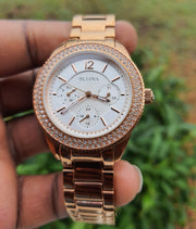  Shop Authentic Bulova Crystal Silver Dial Rose Gold Steel Strap Watch for Women - 97N101 - Luxxuri