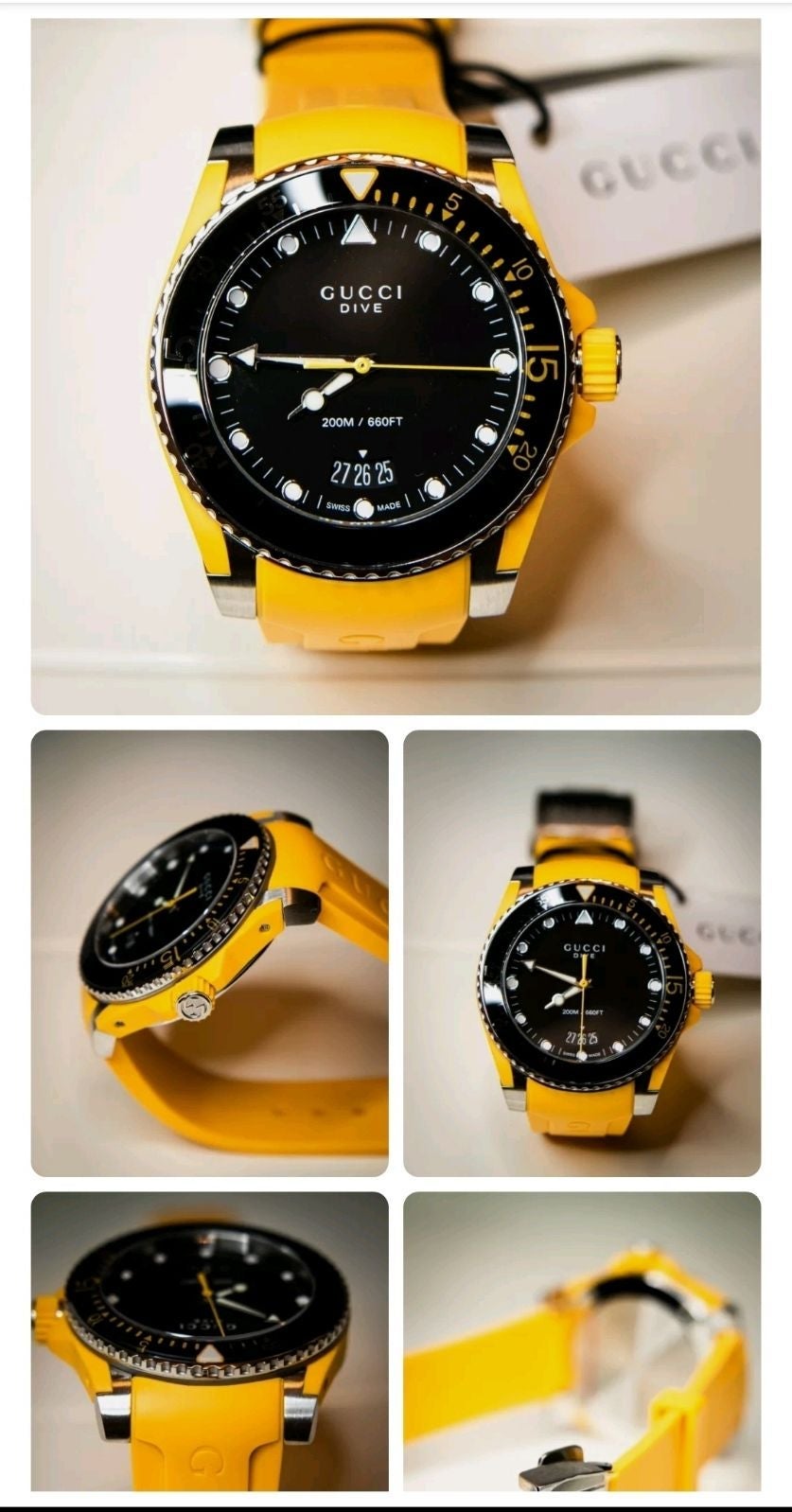  Shop Authentic Gucci Dive Black Dial Yellow Rubber Strap Watch For Men - YA136319 - Luxxuri