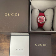  Shop Authentic Gucci Sync Quartz Red Dial Red Rubber Strap Watch For Women - YA137303 - Luxxuri