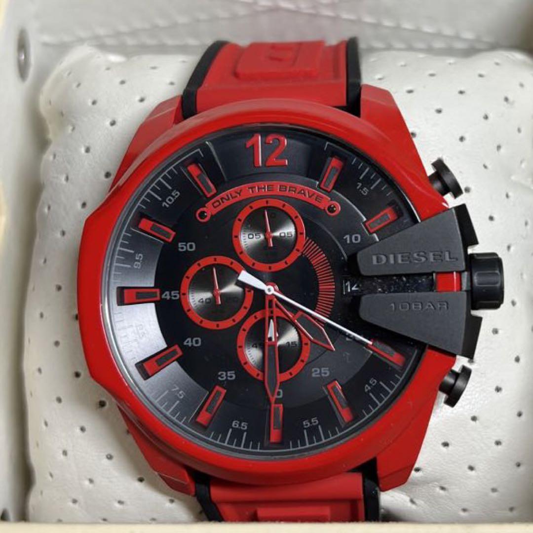  Shop Authentic Diesel Mega Chief Chronograph Black Dial Red Rubber Strap Watch For Men - DZ4526 - Luxxuri