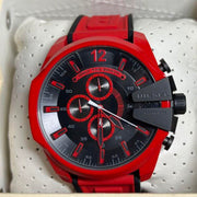  Shop Authentic Diesel Mega Chief Chronograph Black Dial Red Rubber Strap Watch For Men - DZ4526 - Luxxuri