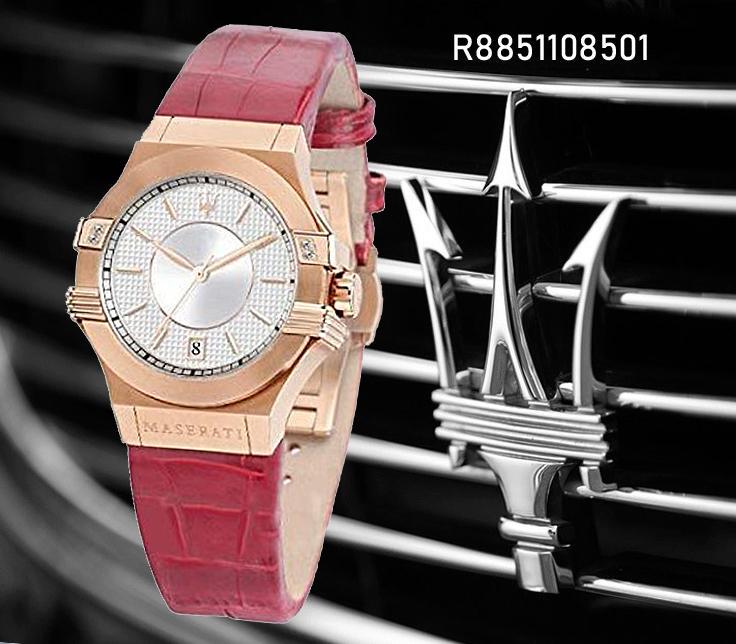  Shop Authentic Maserati Potenza Silver Dial Red Leather Strap Watch For Women - R8851108501 - Luxxuri