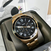  Shop Authentic Fossil Inscription Automatic Black Dial Gold Steel Strap Watch for Men - FS5267 - Luxxuri
