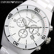  Shop Authentic Emporio Armani Ceramic Chronograph White Dial White Ceramic Strap Watch For Men - AR1424 - Luxxuri