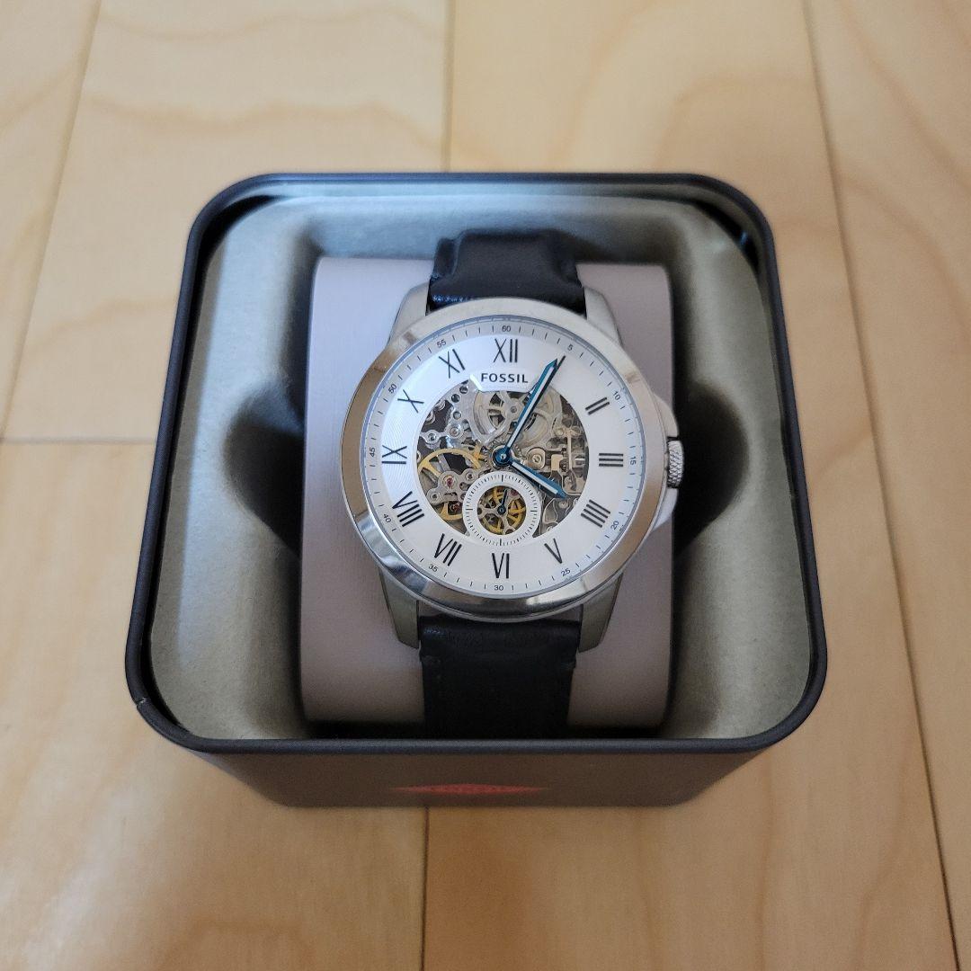  Shop Authentic Fossil Grant Skeleton White Dial Black Leather Strap Watch for Men -  ME3053 - Luxxuri