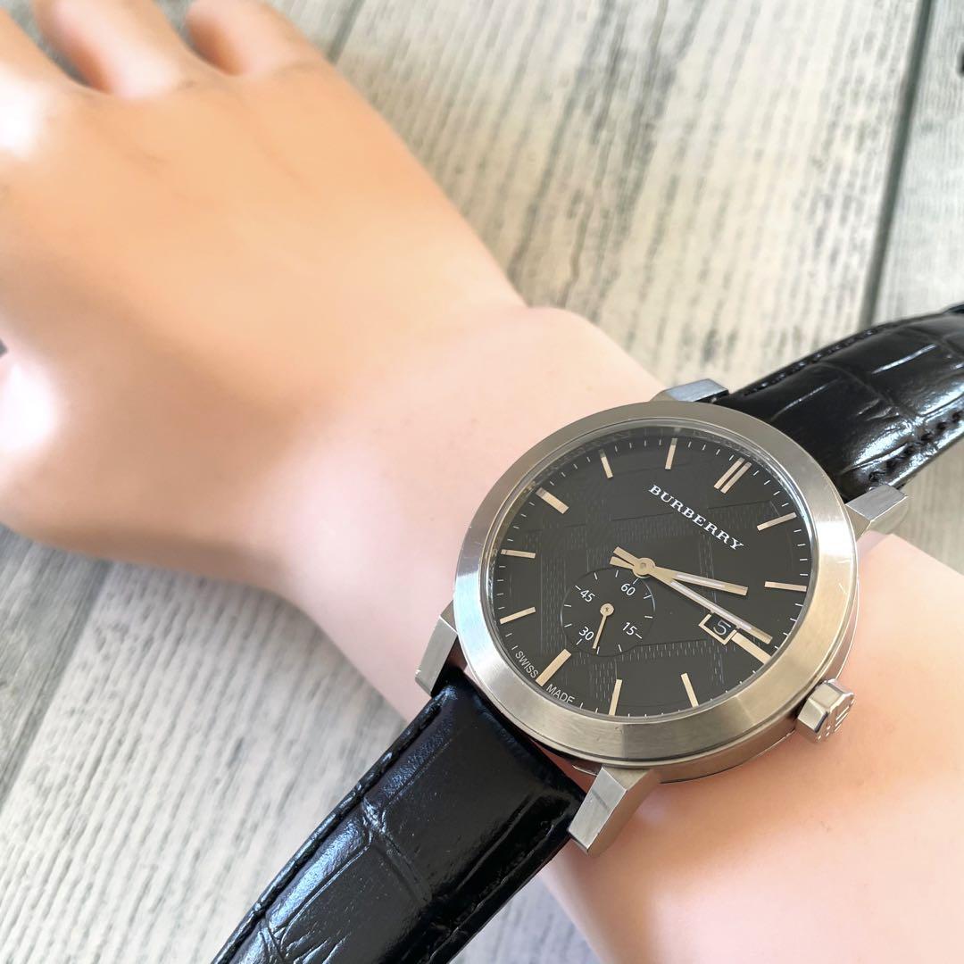  Shop Authentic Burberry The City Black Dial Black Leather Strap Watch for Men - BU9906 - Luxxuri