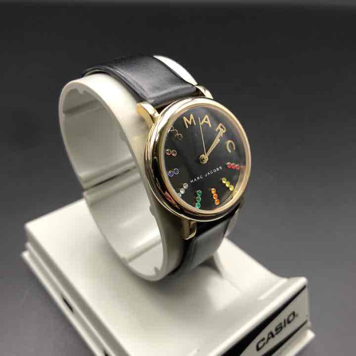  Shop Authentic Marc Jacobs Roxy Black Dial Black Leather Strap Watch for Women - MJ1592 - Luxxuri