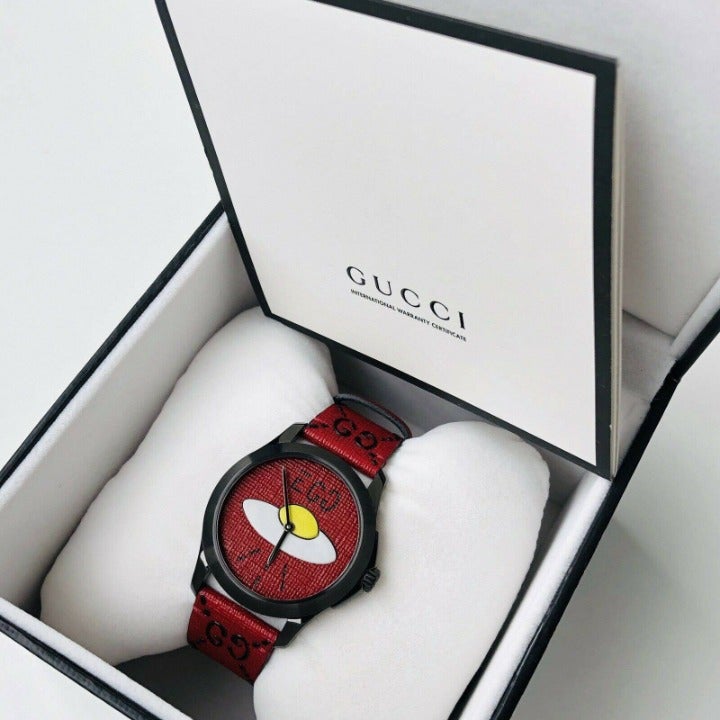  Shop Authentic Gucci G Timeless Ghost Red Dial Red Leather Strap Watch For Men - YA1264023 - Luxxuri