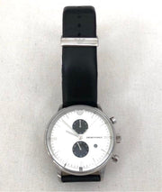  Shop Authentic Emporio Armani Gianni White Dial Black Leather Strap Watch For Men - AR0385 - Luxxuri