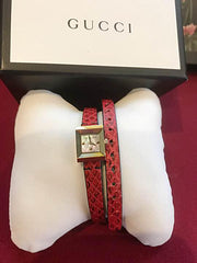  Shop Authentic Gucci G Frame White Dial Red Leather Strap Watch For Women - YA128524 - Luxxuri