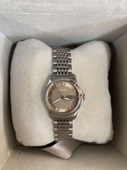  Shop Authentic Gucci G Timeless Brown Dial Silver Steel Strap Watch For Women - YA126503 - Luxxuri