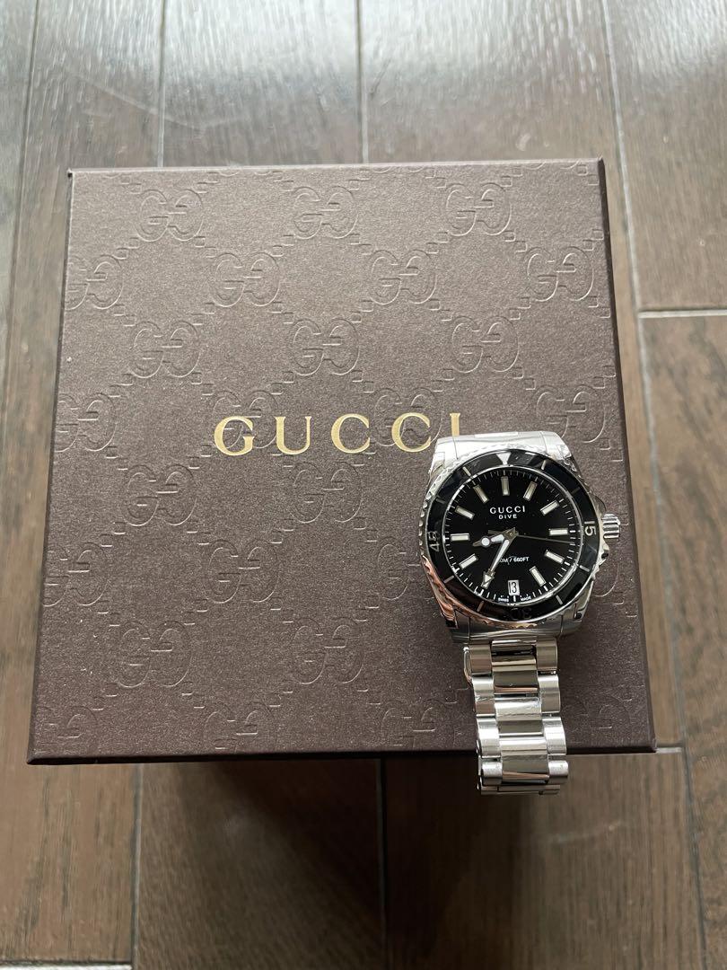  Shop Authentic Gucci Dive Black Dial Silver Steel Strap Watch For Women - YA136403 - Luxxuri