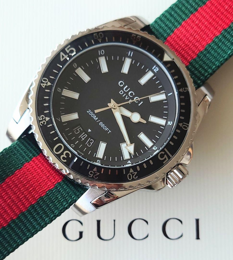 Shop Authentic Gucci Dive Black Dial Two Tone NATO Strap Watch For Men - YA136206 - Luxxuri
