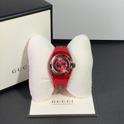  Shop Authentic Gucci Sync Quartz Red Dial Red Rubber Strap Watch For Women - YA137303 - Luxxuri