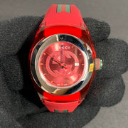  Shop Authentic Gucci Sync Quartz Red Dial Red Rubber Strap Watch For Women - YA137303 - Luxxuri