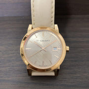  Shop Authentic Burberry The City Beige Dial Beige Leather Strap Watch for Women - BU9109 - Luxxuri