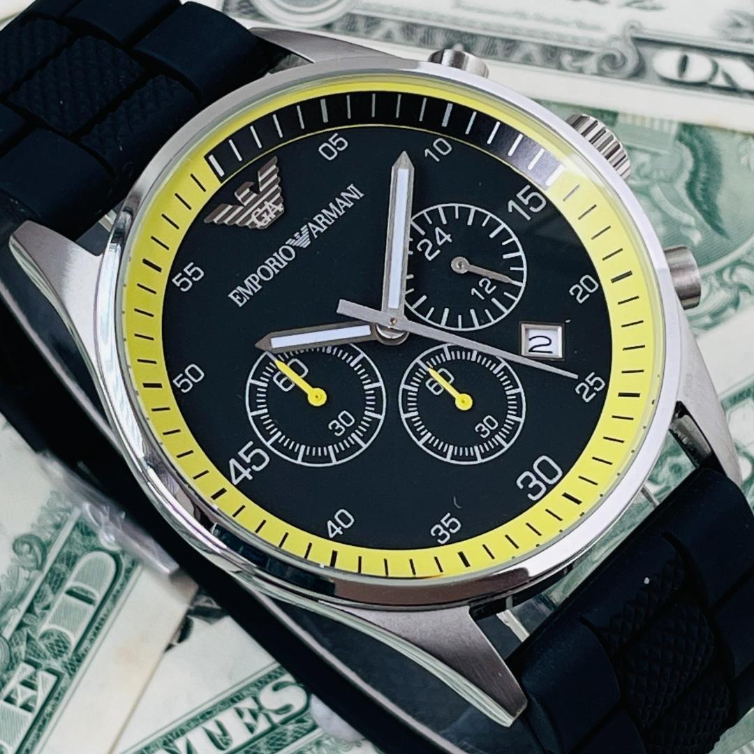  Shop Authentic Emporio Armani Chronograph Black Dial Black Rubber Strap Watch For Men - AR5865 - Luxxuri