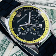  Shop Authentic Emporio Armani Chronograph Black Dial Black Rubber Strap Watch For Men - AR5865 - Luxxuri