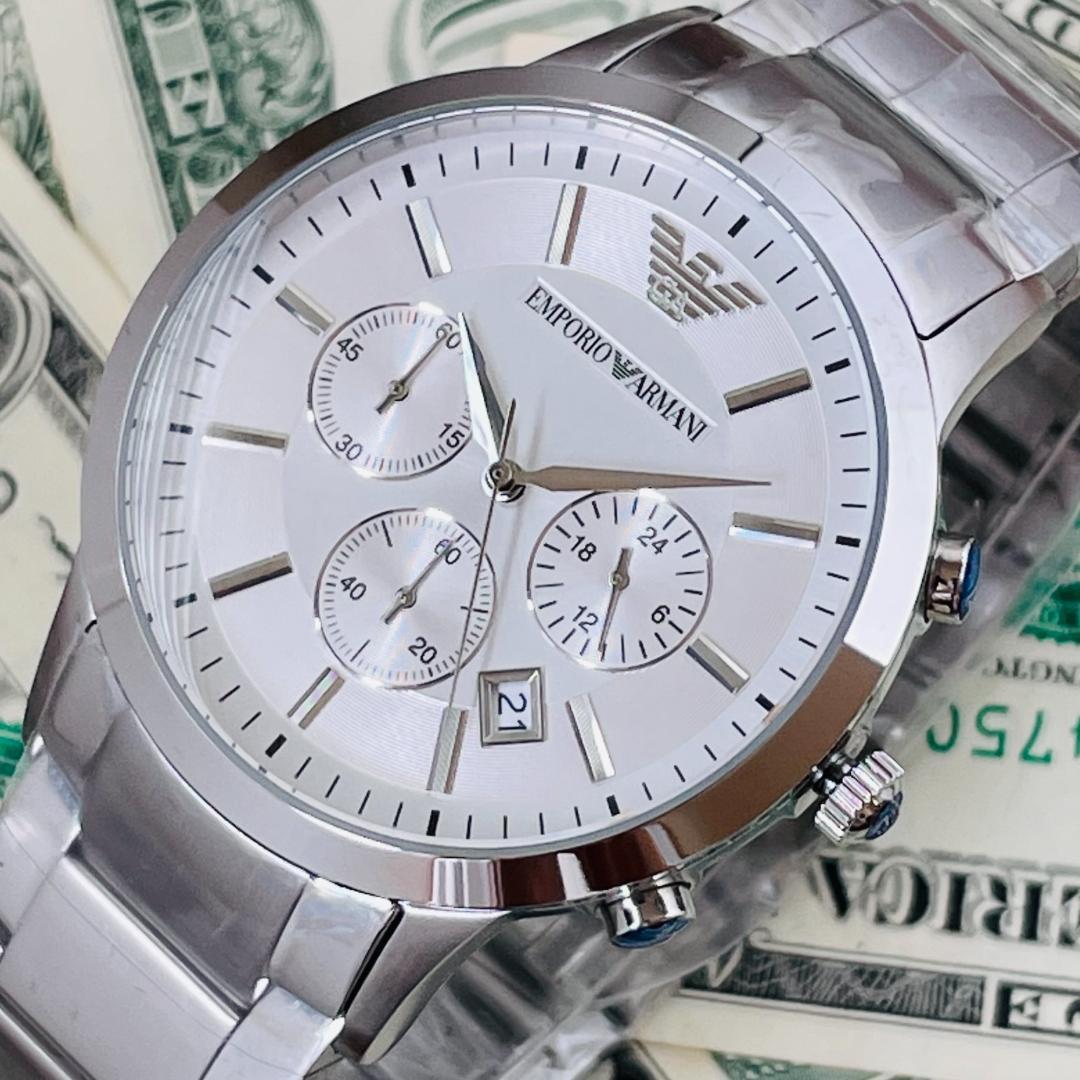  Shop Authentic Emporio Armani Renato Chronograph Cream Dial Silver Steel Strap Watch For Men - AR2458 - Luxxuri