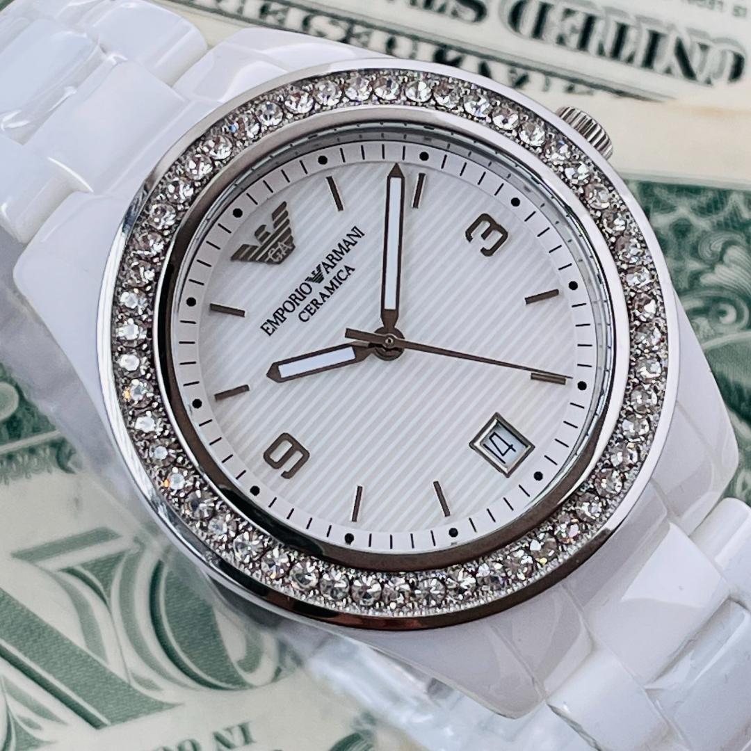  Shop Authentic Emporio Armani Ceramica White Mother of Pearl Dial Stainless Steel Strap Watch For Women - AR1426 - Luxxuri