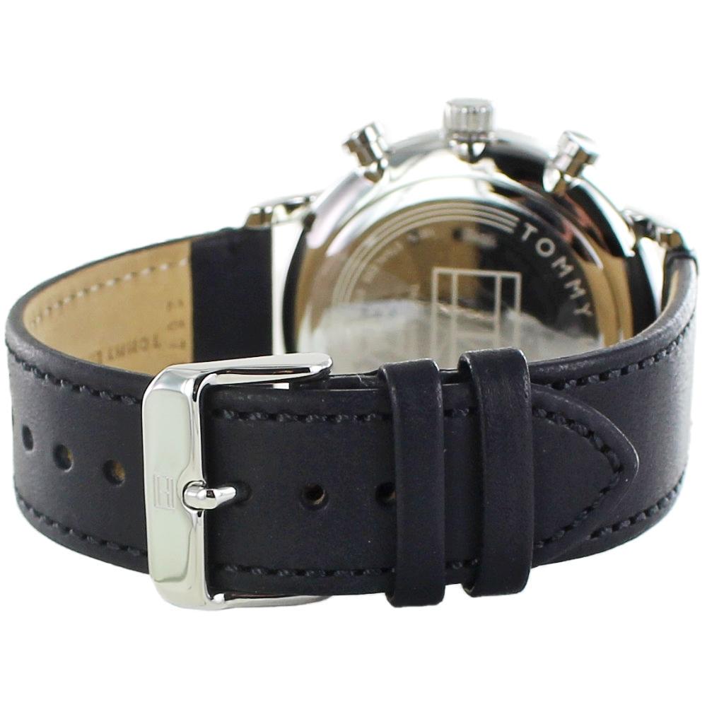  Shop Authentic Tommy Hilfiger Legend Chronograph Black Dial Black Leather Strap Watch For Men - 1710565 - Luxxuri
