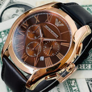  Shop Authentic Emporio Armani Chronograph Brown Dial Brown Leather Strap Watch For Men - AR1701 - Luxxuri
