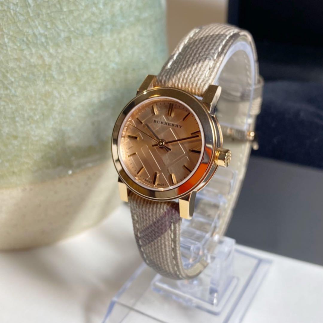  Shop Authentic Burberry The City Pink Dial Brown Leather Strap Watch for Women - BU9236 - Luxxuri