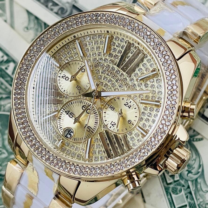  Shop Authentic Michael Kors Wren Diamonds Gold Dial Two Tone Steel Strap Watch for Women - MK6157 - Luxxuri