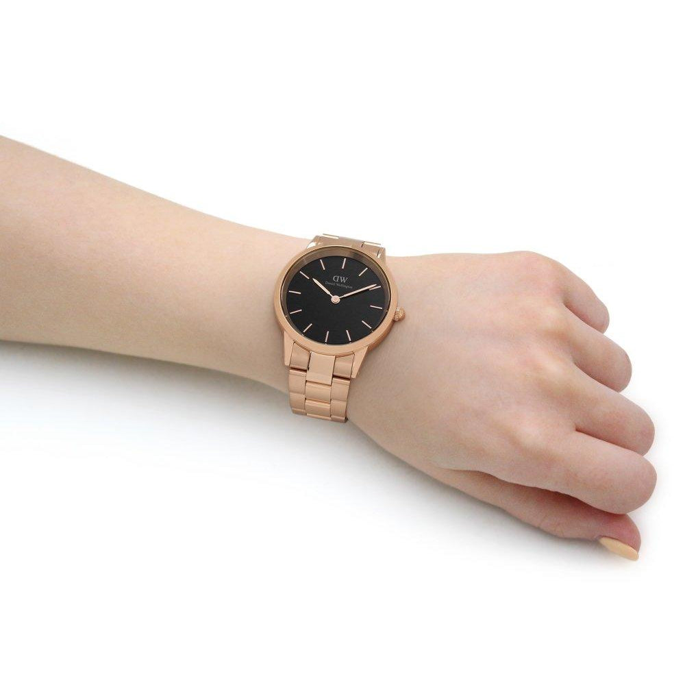  Shop Authentic Daniel Wellington Iconic Link Black Dial Rose Gold Steel Strap Watch For Men - DW00100344 - Luxxuri