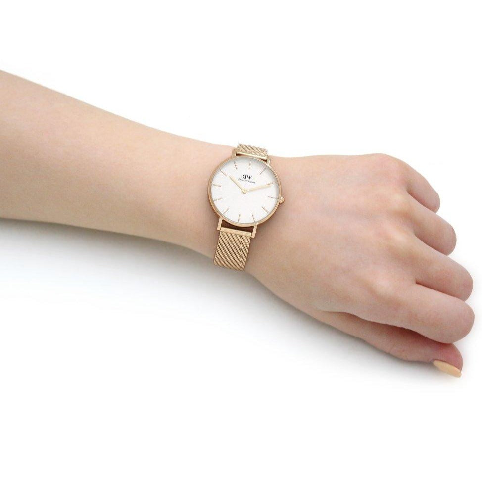  Shop Authentic Daniel Wellington Classic Petite White Dial Gold Mesh Bracelet Watch For Women - DW00100348 - Luxxuri