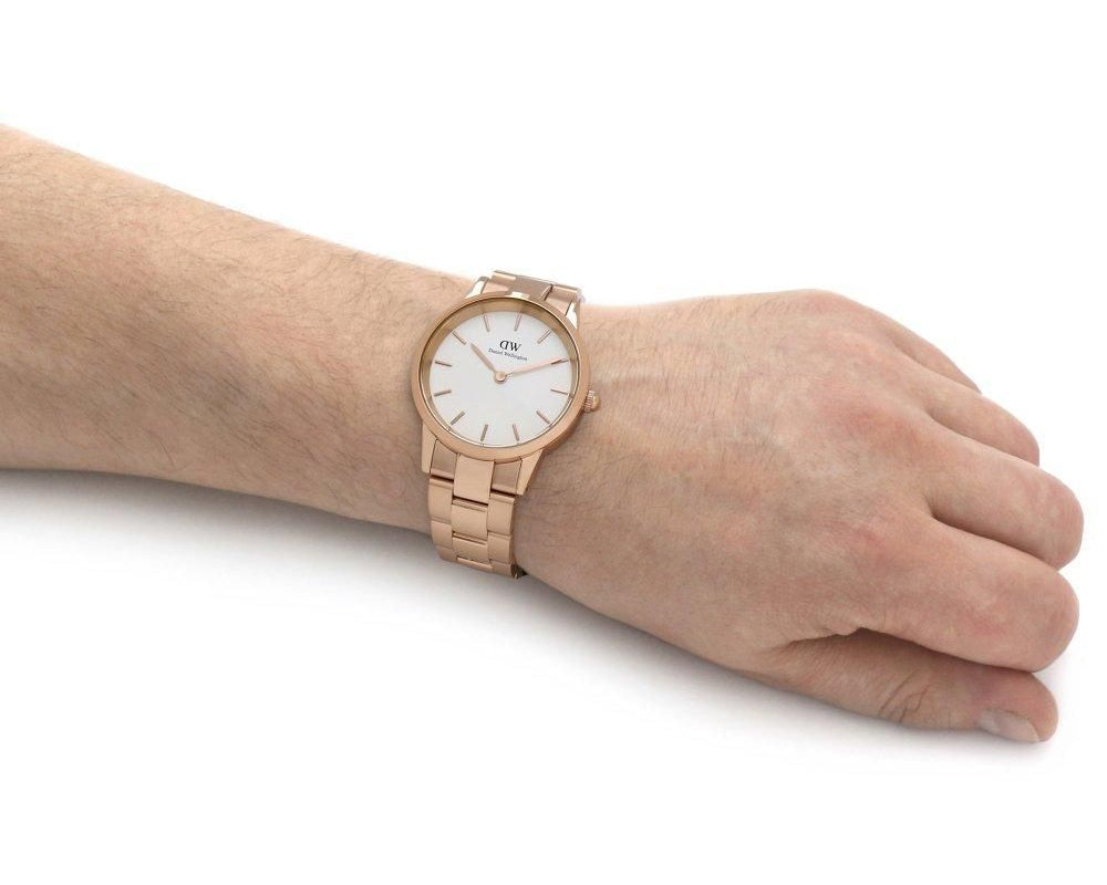  Shop Authentic Daniel Wellington Iconic Link White Dial Rose Gold Steel Strap Watch For Women - DW00100209 - Luxxuri