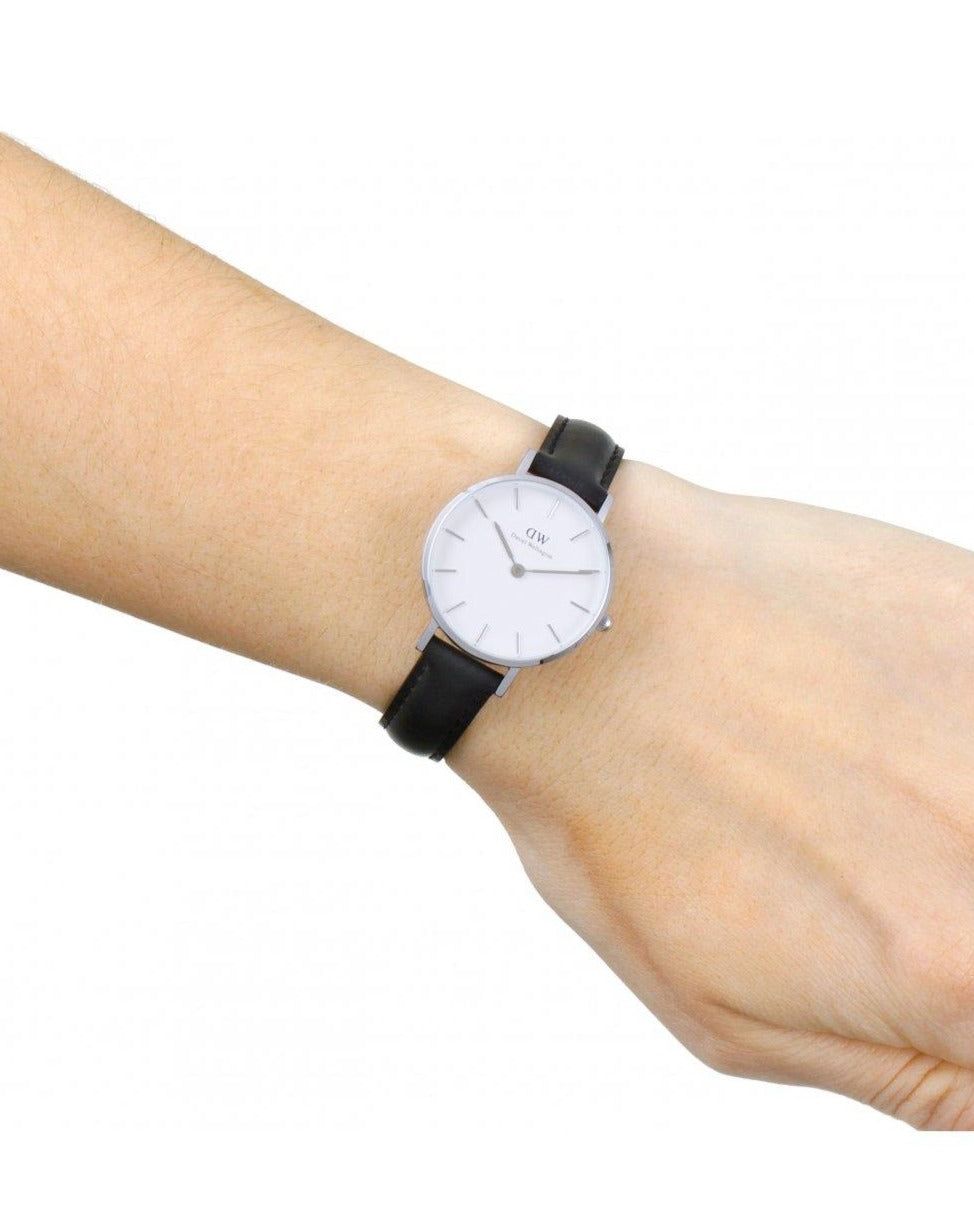  Shop Authentic Daniel Wellington Classic Petite Sheffield White Dial Black Leather Strap Watch For Women - DW00100242 - Luxxuri