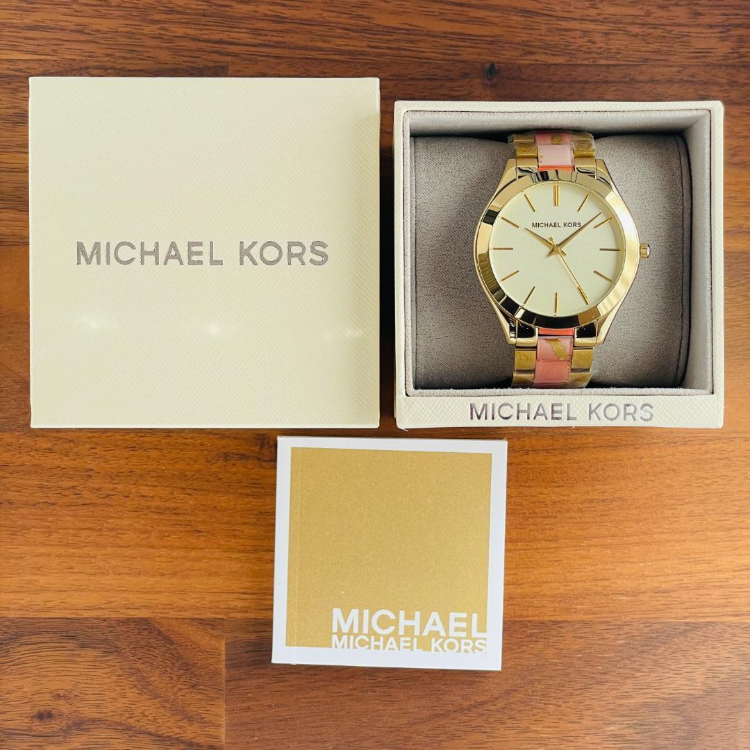  Shop Authentic Michael Kors Slim Runway Gold Dial Two Tone Steel Strap Watch for Women - MK4300 - Luxxuri