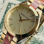  Shop Authentic Michael Kors Slim Runway Gold Dial Two Tone Steel Strap Watch for Women - MK4300 - Luxxuri