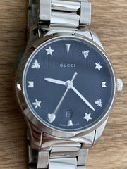  Shop Authentic Gucci G Timeless Black Dial Silver Steel Strap Watch For Women - YA126573A - Luxxuri