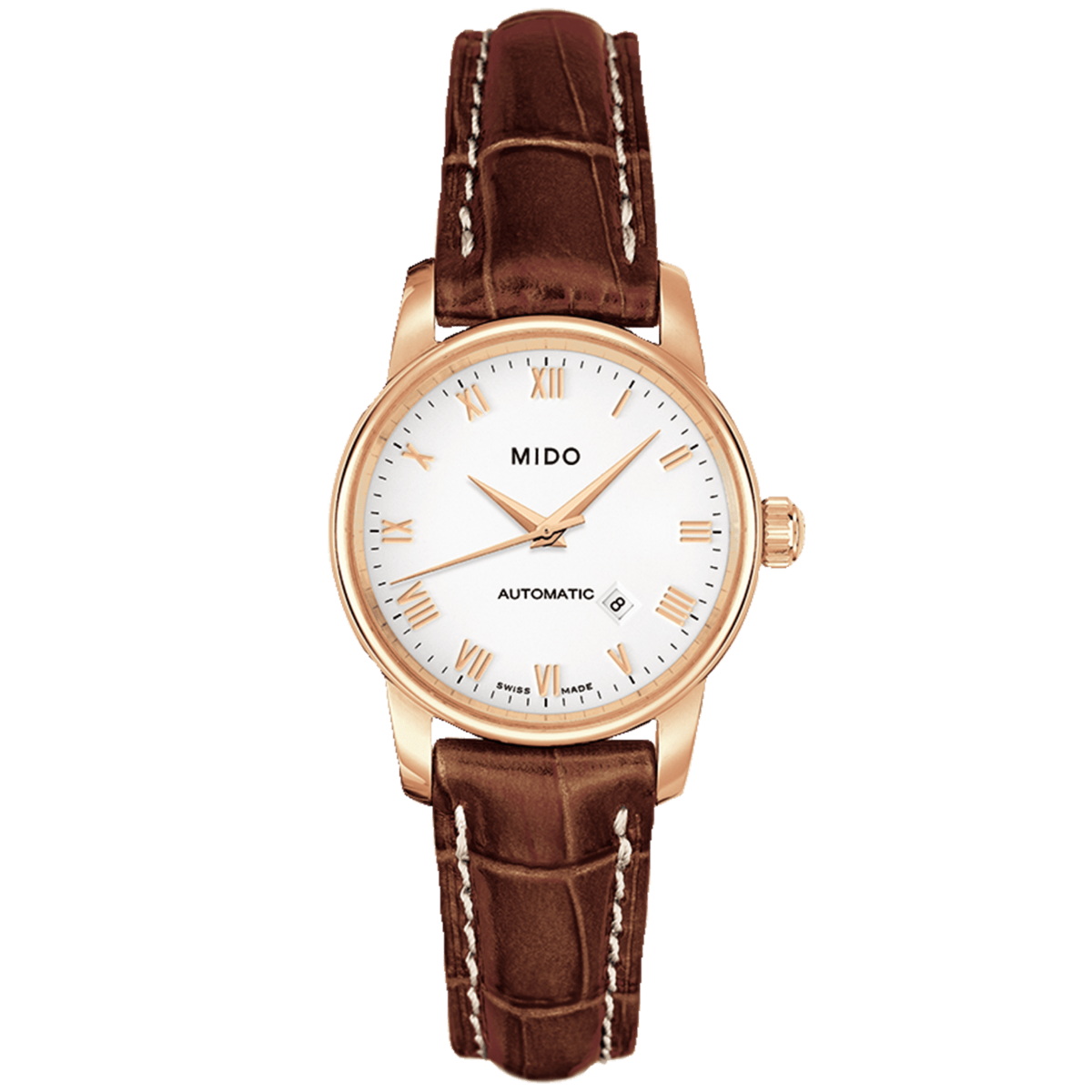  Shop Authentic Mido Baroncelli III Automatic White Dial Brown Leather Strap Watch For Women - M7600.3.26.8 - Luxxuri