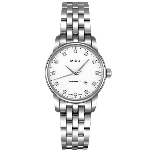  Shop Authentic Mido Baroncelli III Automatic Diamonds White Dial Silver Steel Strap Watch For Women - M7600.4.66.1 - Luxxuri