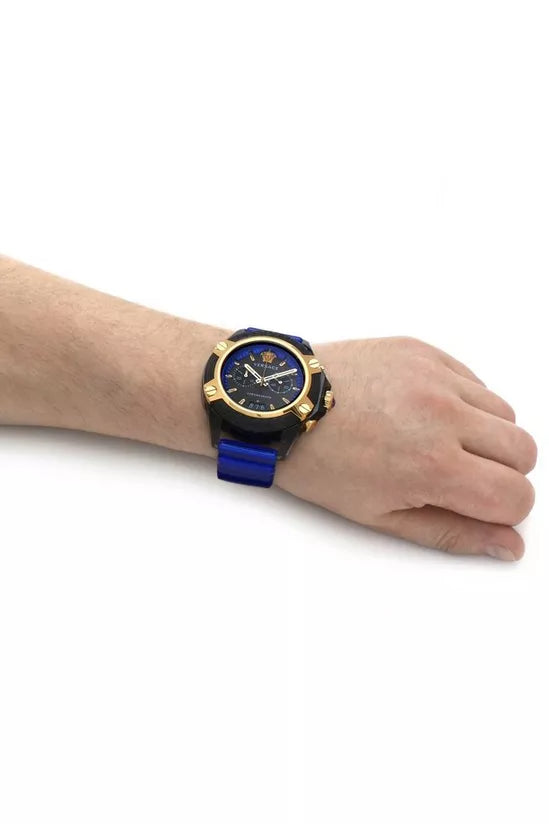 Shop Authentic Versace Icon Active Chronograph Black Dial Blue Rubber Strap Watch For Men  VEZ700521 - Luxxuri