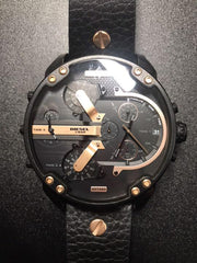  Shop Authentic Diesel Mr Daddy 2.0 Black Dial Black Leather Strap Watch For Men - DZ7350 - Luxxuri