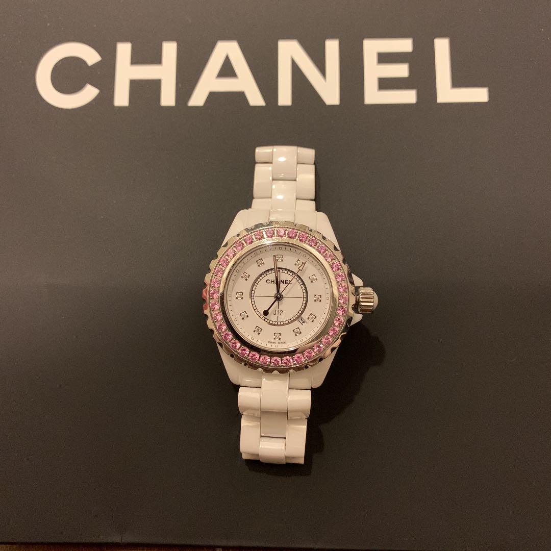  Shop Authentic Chanel J12 Sapphire Bezel Ceramic White Dial White Steel Strap Watch for Women - J12 H2010 - Luxxuri