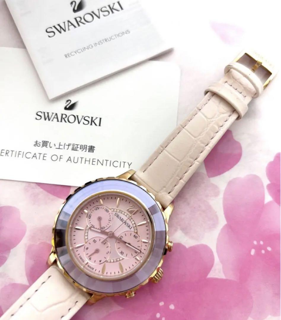  Shop Authentic Swarovski Octea Lux Chrono Pink Dial Pink Leather Strap Watch for Women - 5452501 - Luxxuri