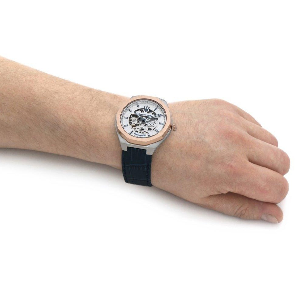  Shop Authentic Maserati Stile Automatic Limited Edition White Dial Blue Leather Strap Watch For Men - R8821142001 - Luxxuri