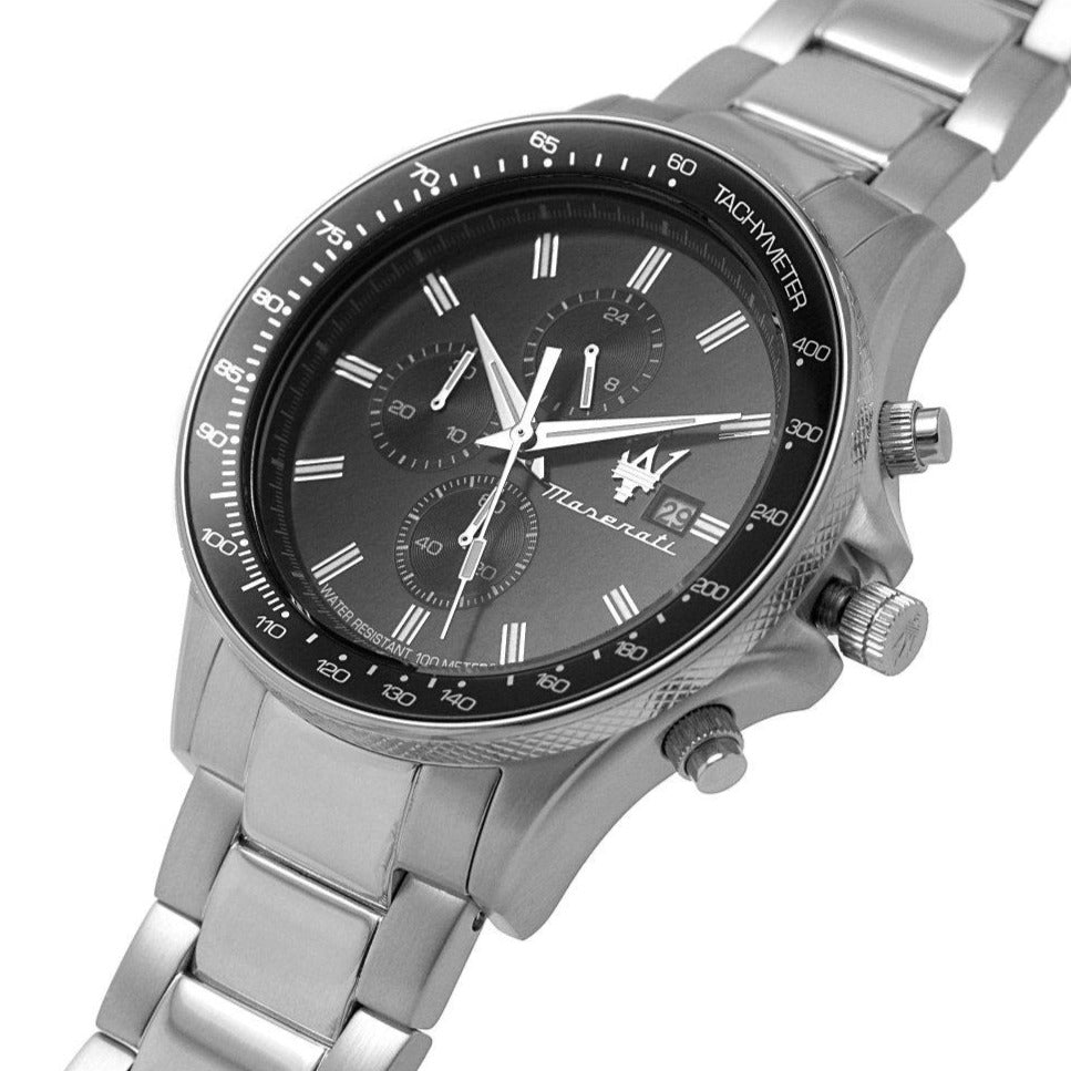  Shop Authentic Maserati SFIDA Chronograph Black Dial Silver Steel Strap Watch For Men - R8873640015 - Luxxuri