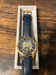  Shop Authentic Fossil Grant Automatic Skeleton Blue Dial Blue Leather Strap Watch for Men - ME3102 - Luxxuri