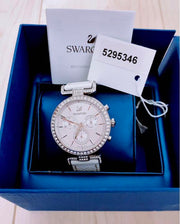  Shop Authentic Swarovski Era Journey Silver Dial White Leather Strap Watch for Women - 5295346 - Luxxuri